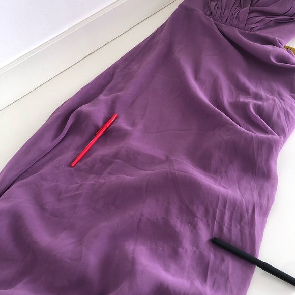 Vera Wang pleated bodice purple evening gown